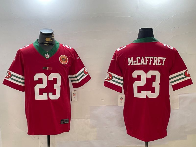 Men San Francisco 49ers 23 Mccaffrey Red Mexico three generations 2024 Nike Vapor Limited NFL Jersey style 5